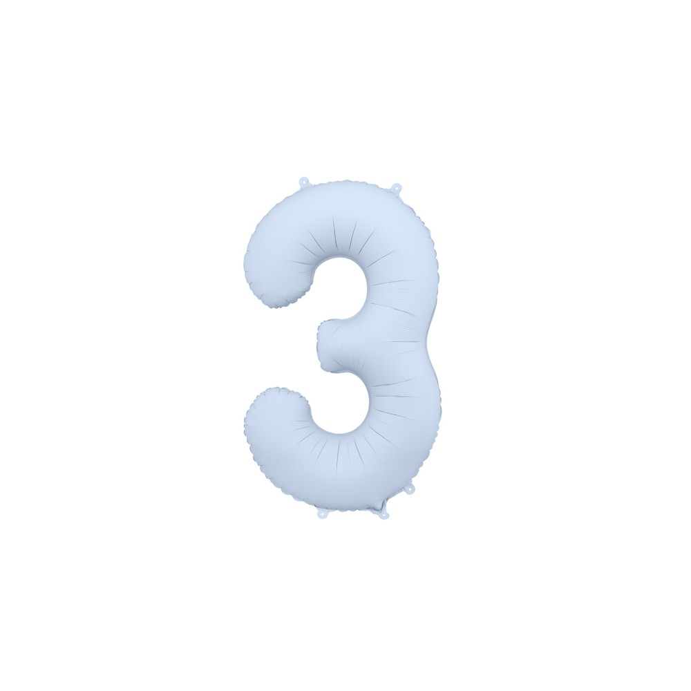 Ballon en aluminium Chiffre '3', 86cm, bleu brumeux