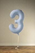 Ballon en aluminium Chiffre '3', 86cm, bleu brumeux