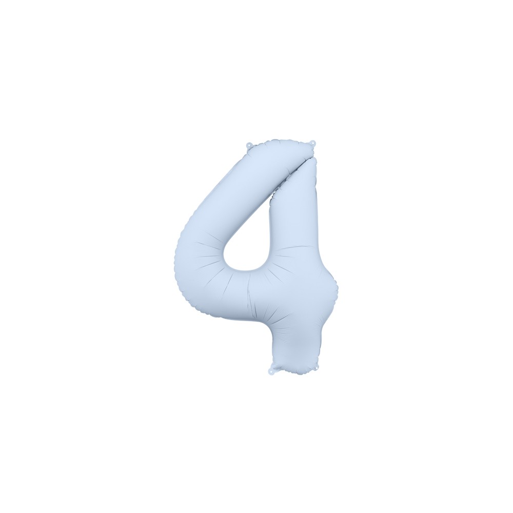 Ballon en aluminium Chiffre '4', 86cm, bleu brumeux