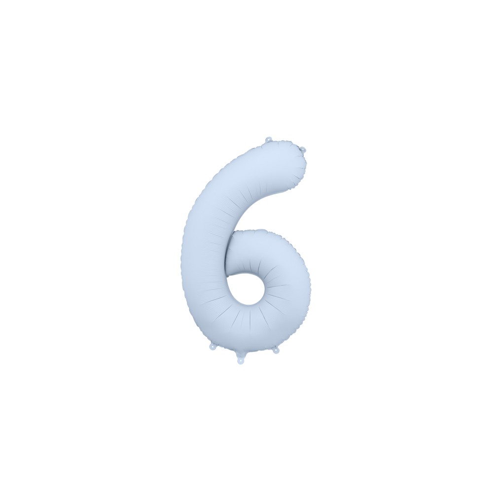 Ballon en aluminium Chiffre '6', 86cm, bleu brumeux