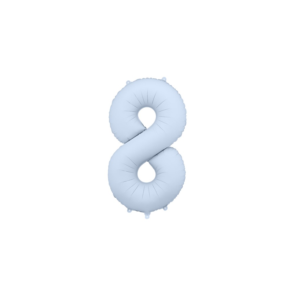 Ballon en aluminium Chiffre '8', 86cm, bleu brumeux