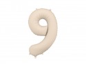 Ballon en aluminium Chiffre '9', 86cm, beige clair