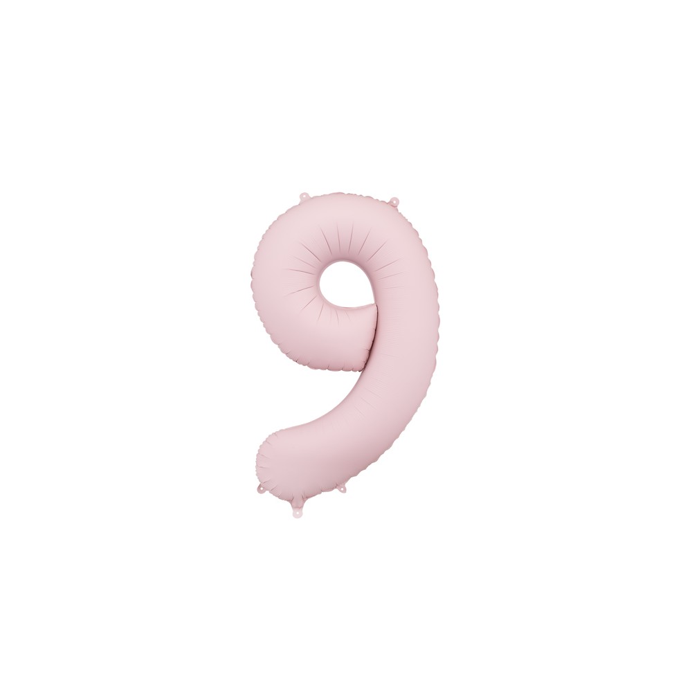 Ballon en aluminium Chiffre '9', 86cm, rose clair