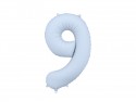 Ballon en aluminium Chiffre '9', 86cm, bleu brumeux