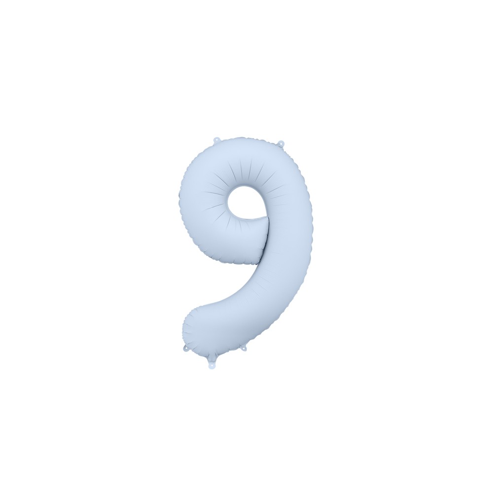 Ballon en aluminium Chiffre '9', 86cm, bleu brumeux