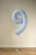 Ballon en aluminium Chiffre '9', 86cm, bleu brumeux