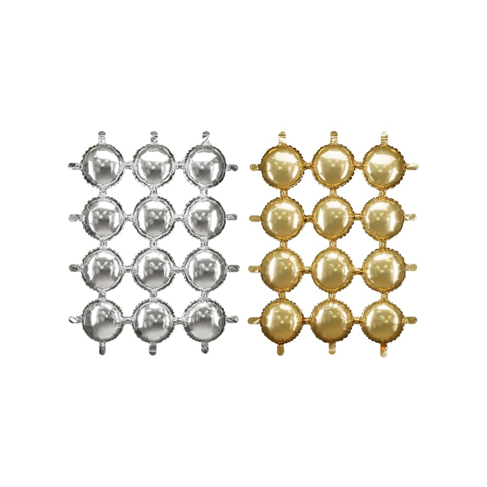 Décor en ballon en aluminium, double face Cercles, or-argent, 78x107 cm