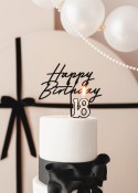 Bougie d'anniversaire numéro 18, 5,5 cm, noir et blanc