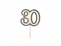 Bougie d'anniversaire numéro 30, 5,5 cm, noir et blanc