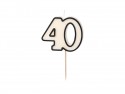 Bougie d'anniversaire numéro 40, 5,5 cm, noir et blanc