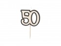 Bougie d'anniversaire numéro 50, 5,5 cm, noir et blanc