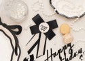 Rosette pour 60e anniversaire, crème-noir, 11x17 cm