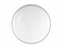 Assiette de présentation avec perles, transparente, diamètre env. 32 cm