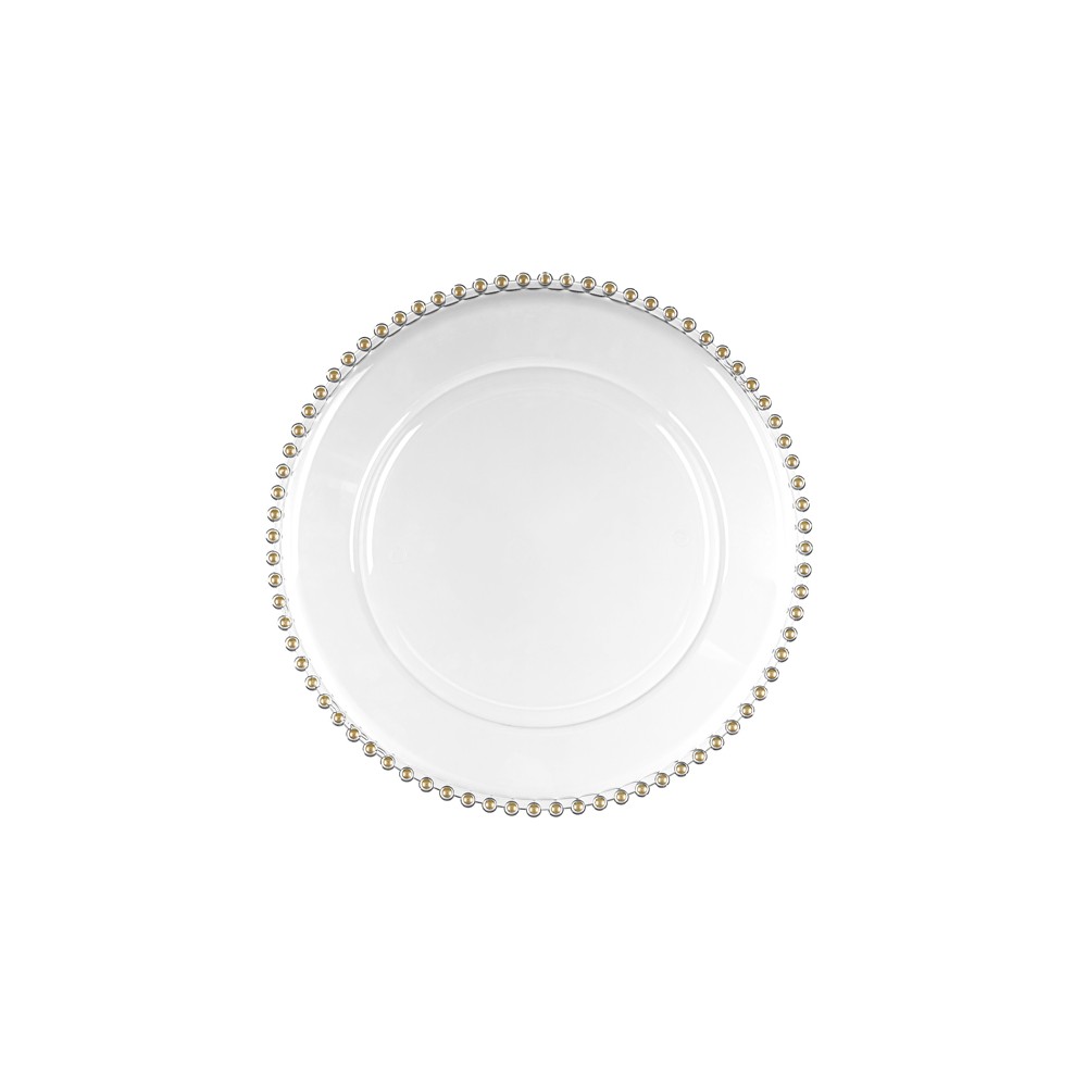 Assiette de présentation avec perles, transparente, diamètre env. 32 cm