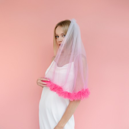 Voile à franges, rose, 69cm