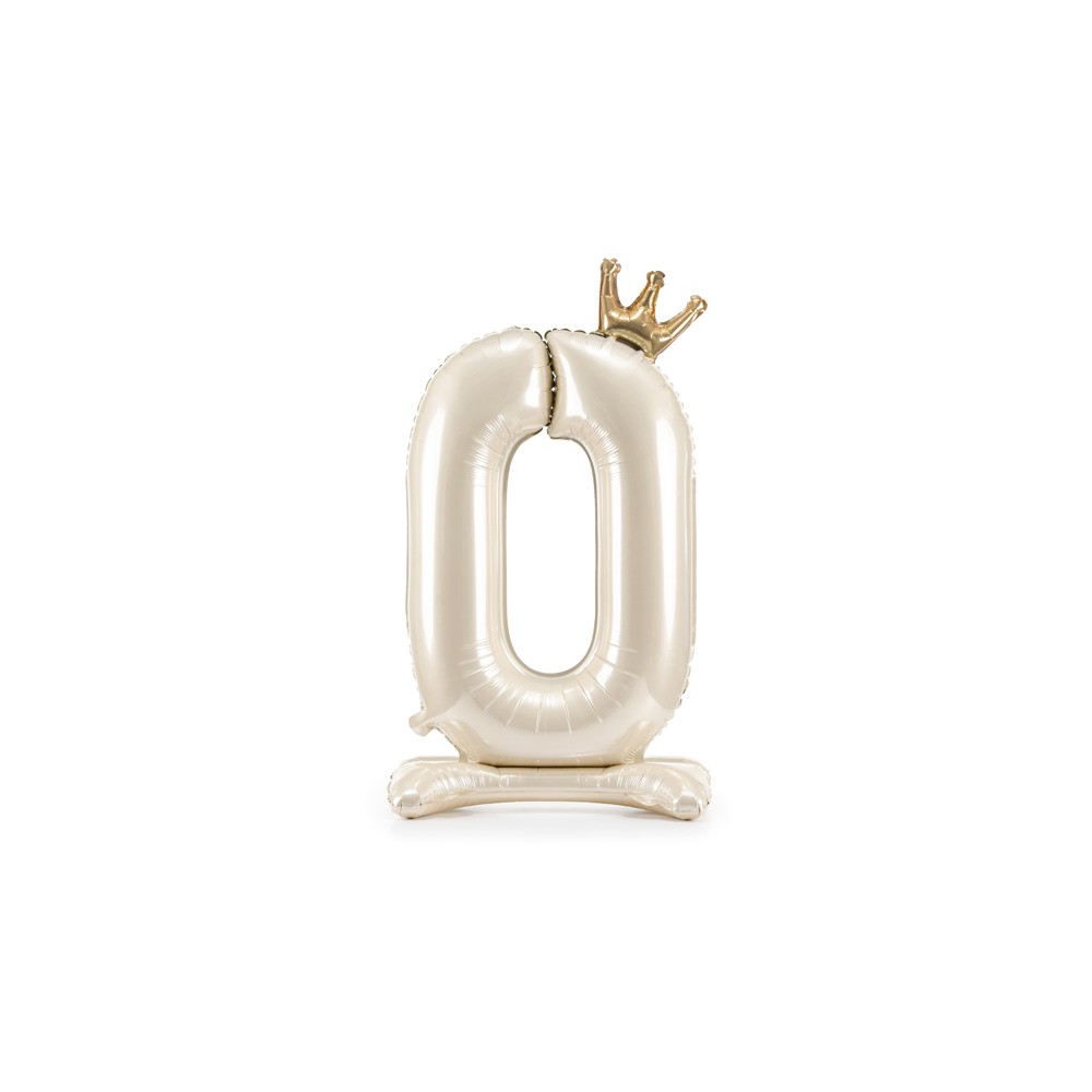 Ballon en aluminium debout chiffre ''0'', 84 cm, crème clair