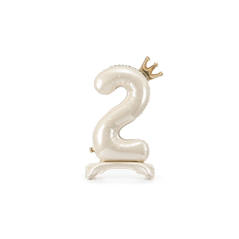 Ballon en aluminium debout chiffre ''2'', 84 cm, crème clair