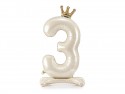 Ballon en aluminium debout chiffre ''3'', 84 cm, crème clair