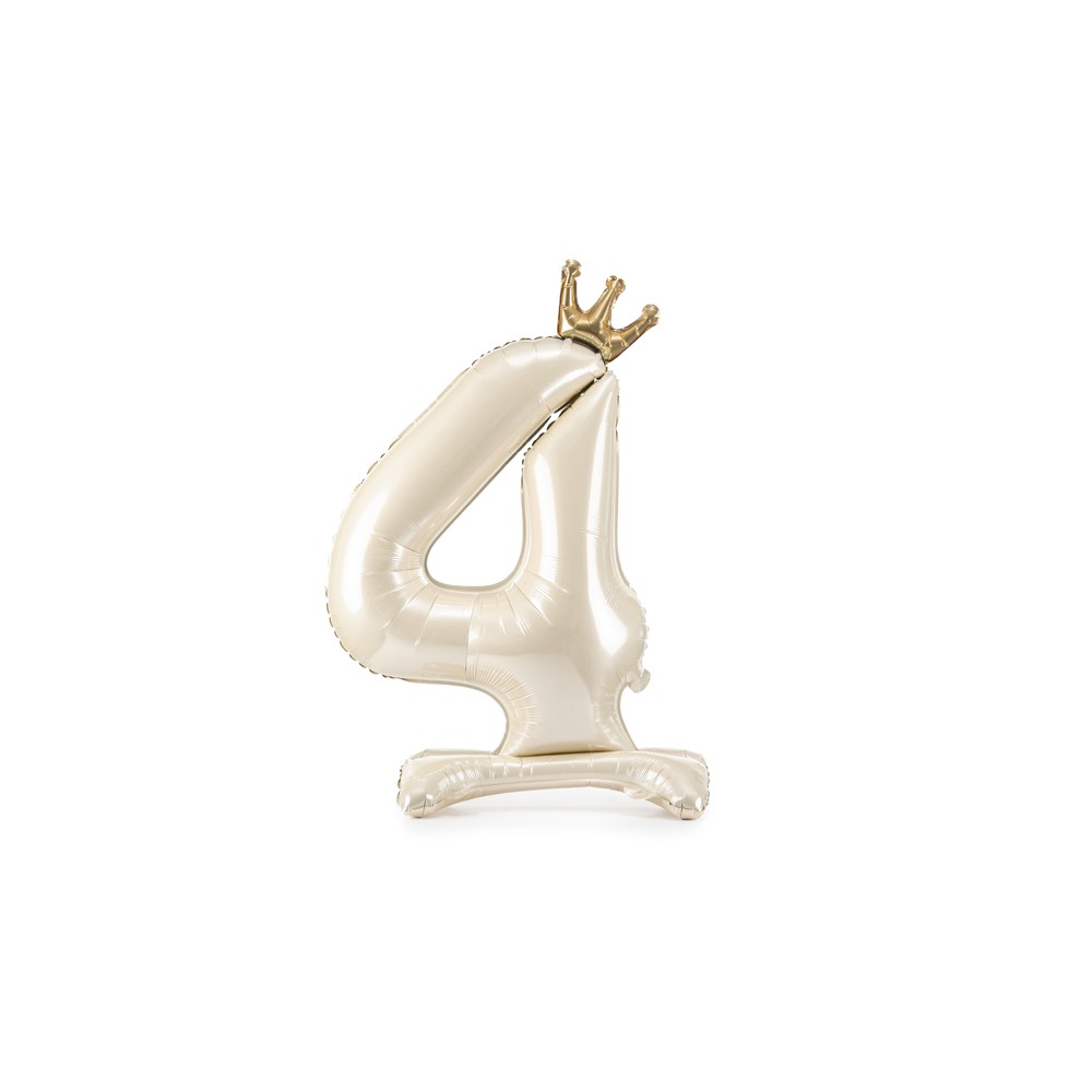 Ballon en aluminium debout chiffre ''4'', 84 cm, crème clair