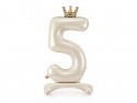 Ballon en aluminium debout chiffre ''5'', 84 cm, crème clair