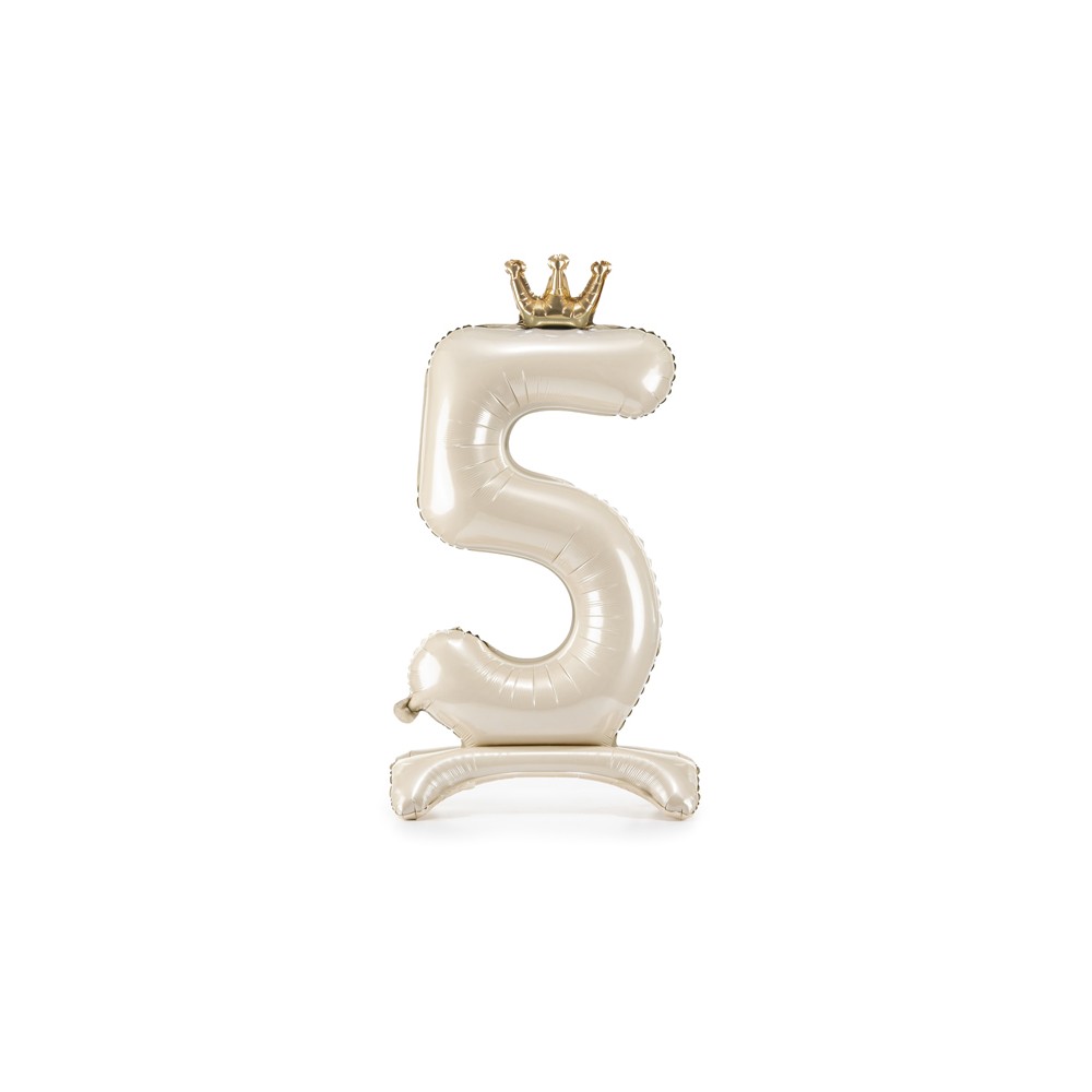 Ballon en aluminium debout chiffre ''5'', 84 cm, crème clair