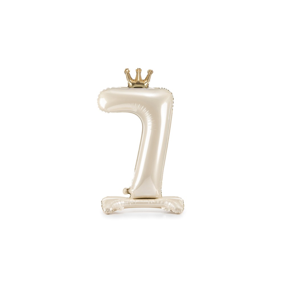 Ballon en aluminium debout chiffre ''7'', 84 cm, crème clair