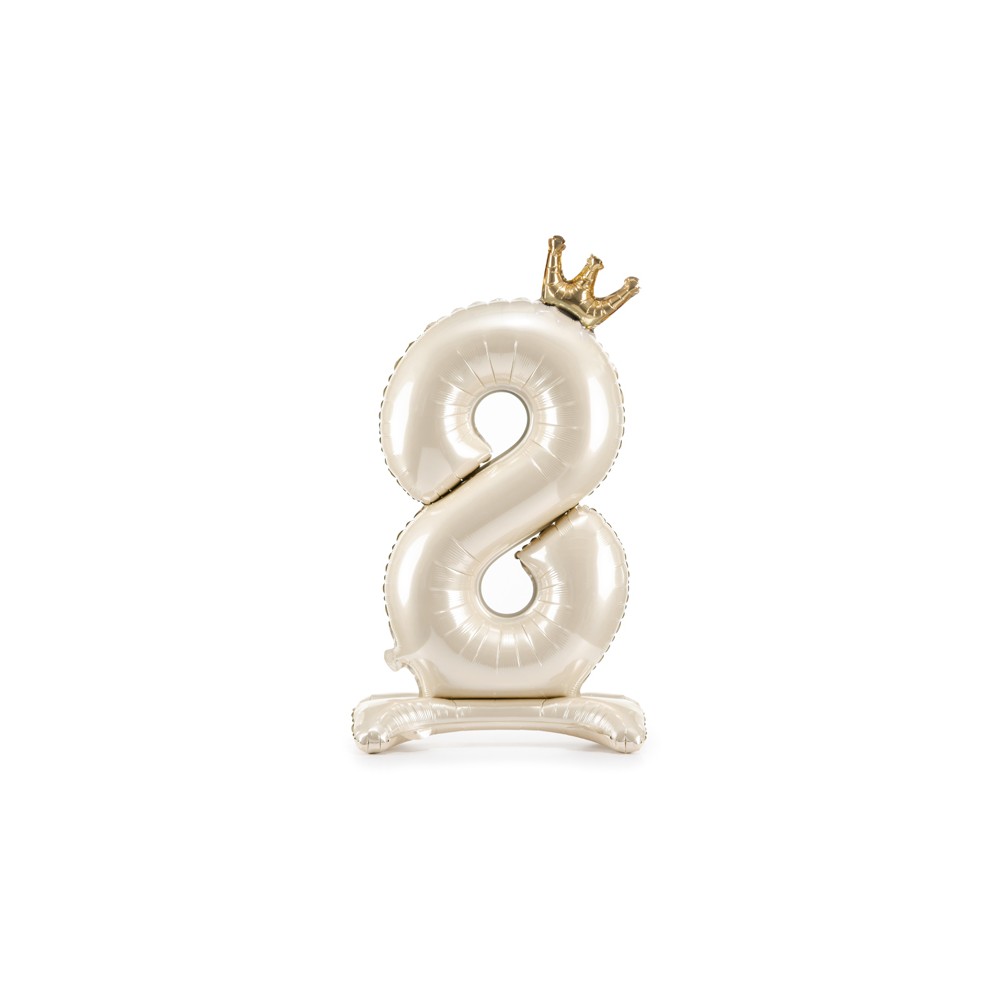Ballon en aluminium debout chiffre ''8'', 84 cm, crème clair