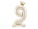 Ballon en aluminium debout chiffre ''9'', 84 cm, crème clair