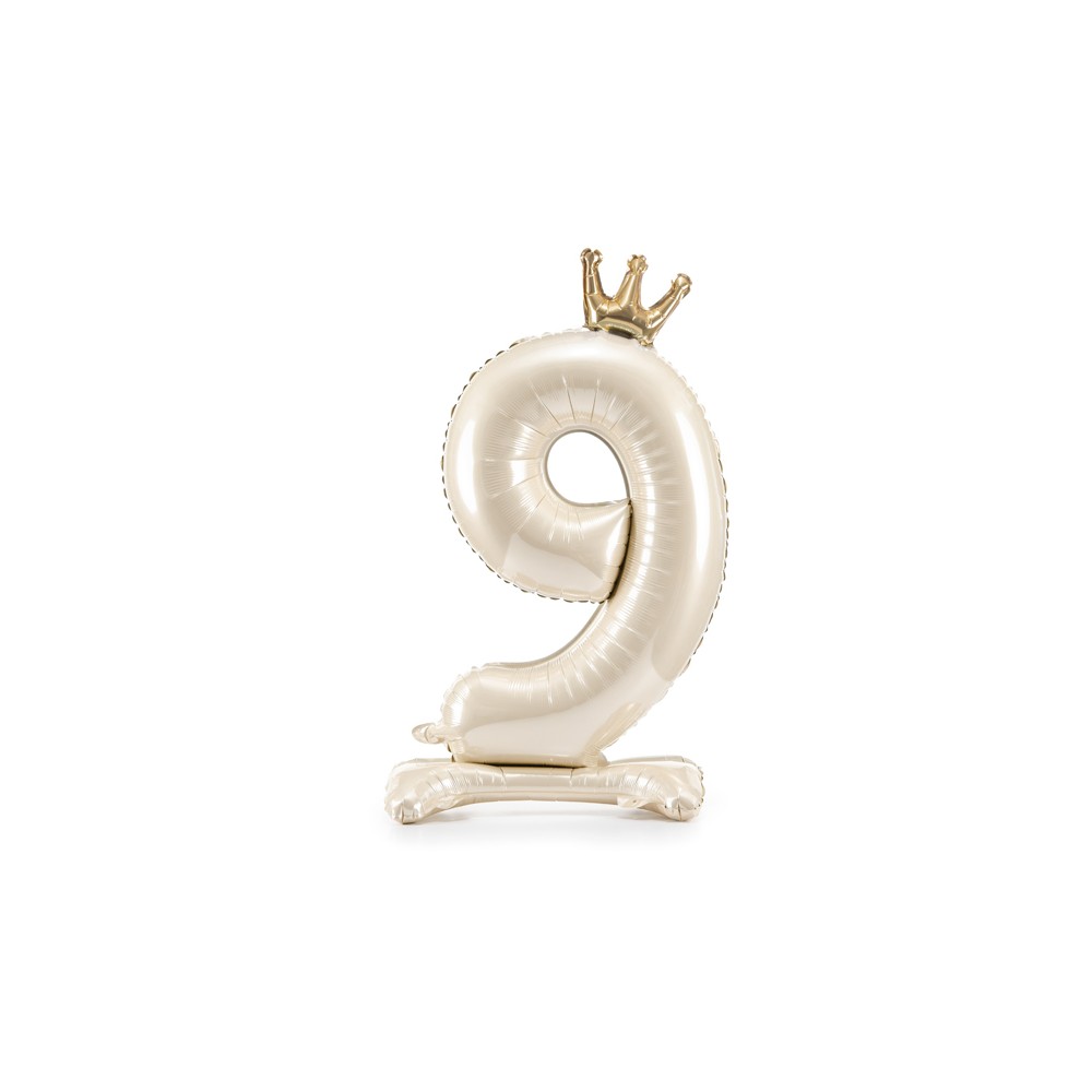 Ballon en aluminium debout chiffre ''9'', 84 cm, crème clair