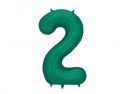 Ballon en aluminium Chiffre ''2'', 86cm, Vert bouteille