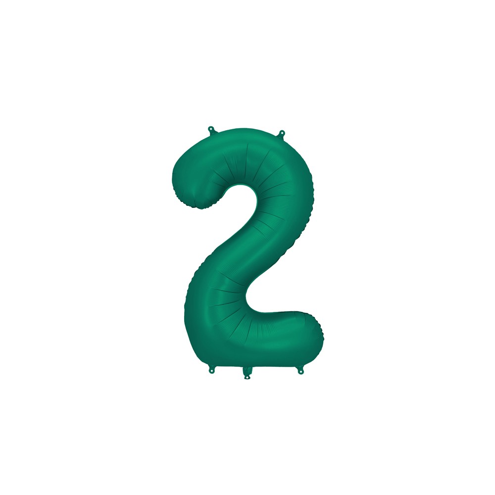 Ballon en aluminium Chiffre ''2'', 86cm, Vert bouteille