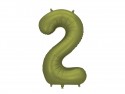 Ballon en aluminium Chiffre '2', 86cm, olive