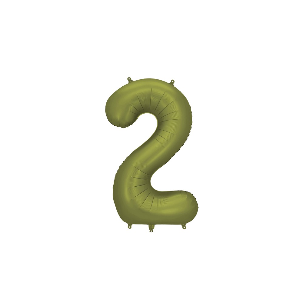 Ballon en aluminium Chiffre '2', 86cm, olive