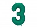 Ballon en aluminium Chiffre ''3'', 86cm, Vert bouteille