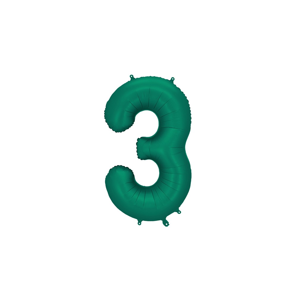 Ballon en aluminium Chiffre ''3'', 86cm, Vert bouteille