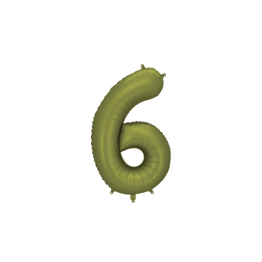Ballon en aluminium Chiffre '6', 86cm, olive