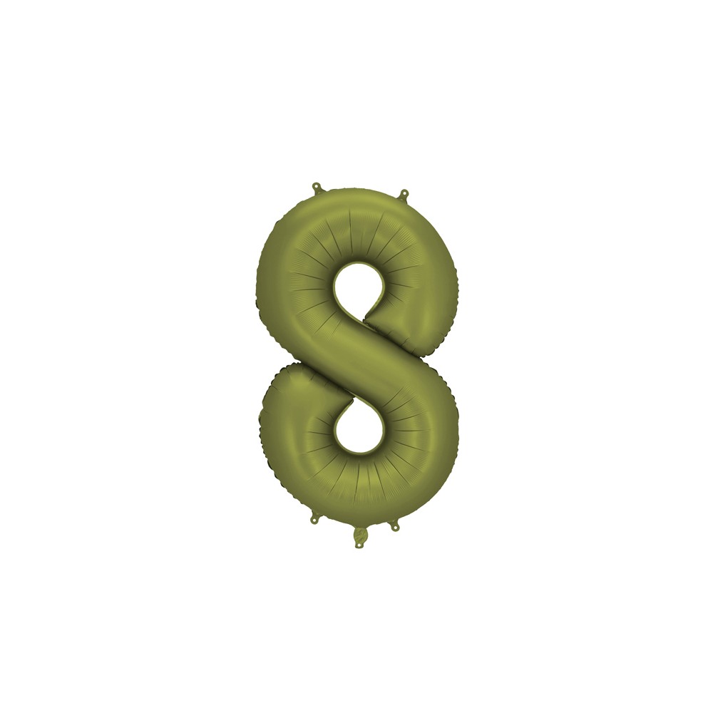 Ballon en aluminium Chiffre '8', 86cm, olive