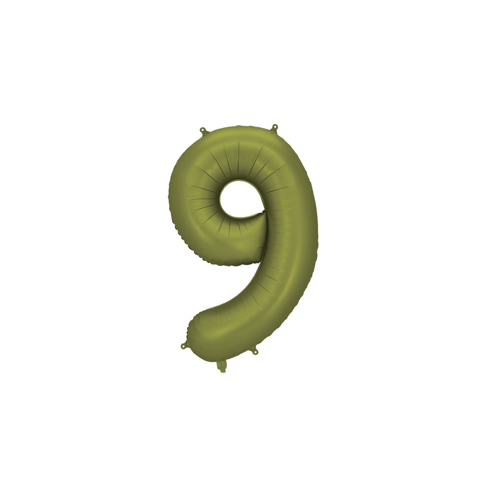 Ballon en aluminium Chiffre '9', 86cm, olive