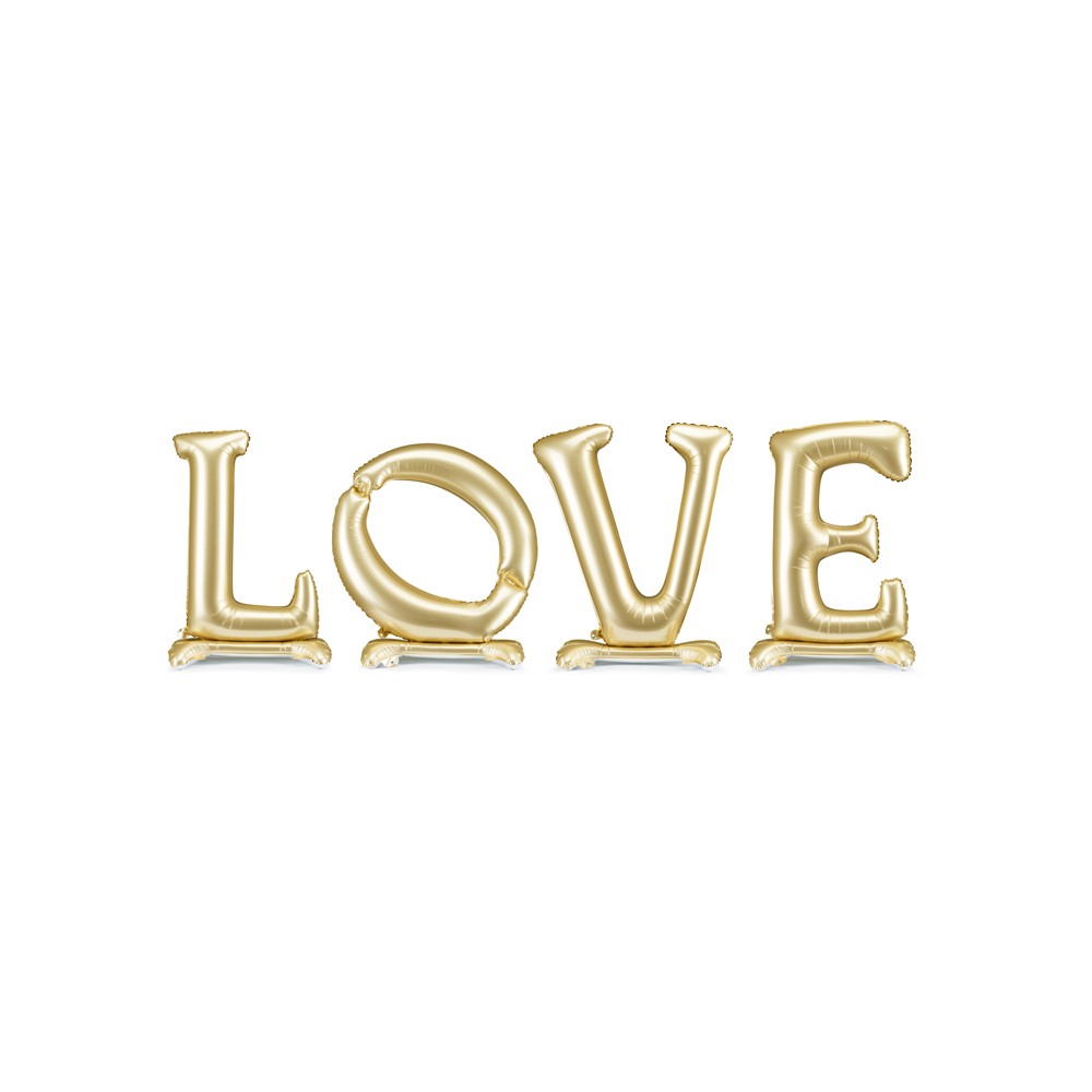 Ballon en aluminium debout 'LOVE', 350x114 cm, doré
