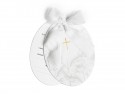 Invitations de communion avec une croix, des branches et des fleurs, blanc