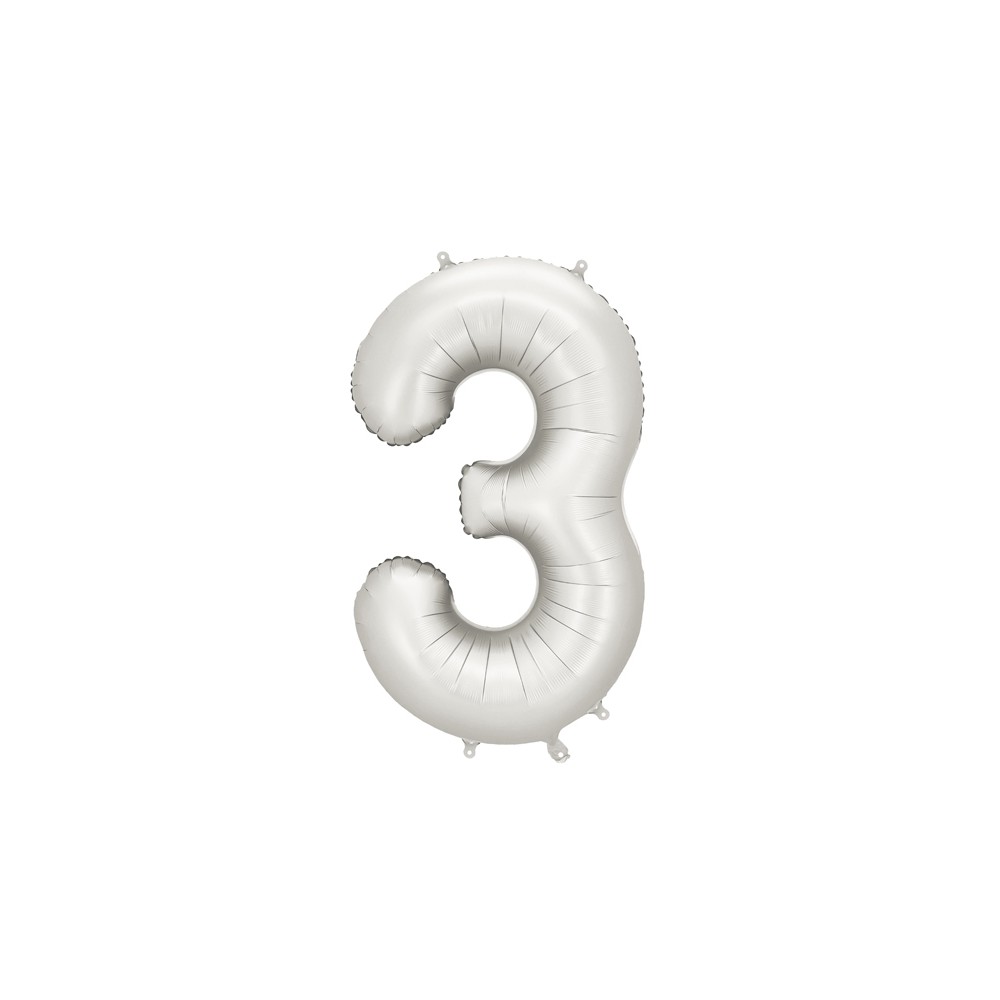Ballon en aluminium Chiffre ''3'', 86cm, argent