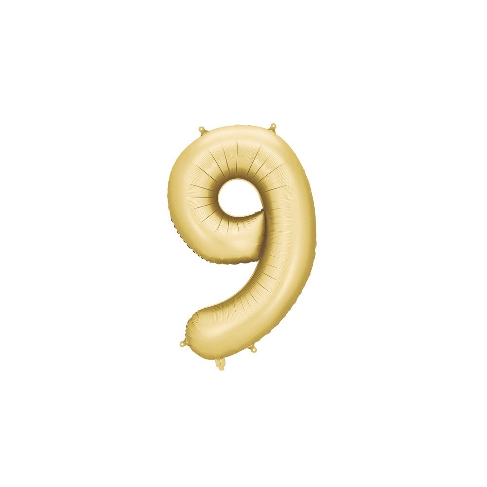 Ballon en aluminium Chiffre '9', 86cm, doré