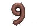 Ballon en aluminium Chiffre '9', 86cm, moka