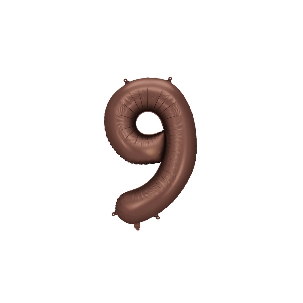 Ballon en aluminium Chiffre '9', 86cm, moka