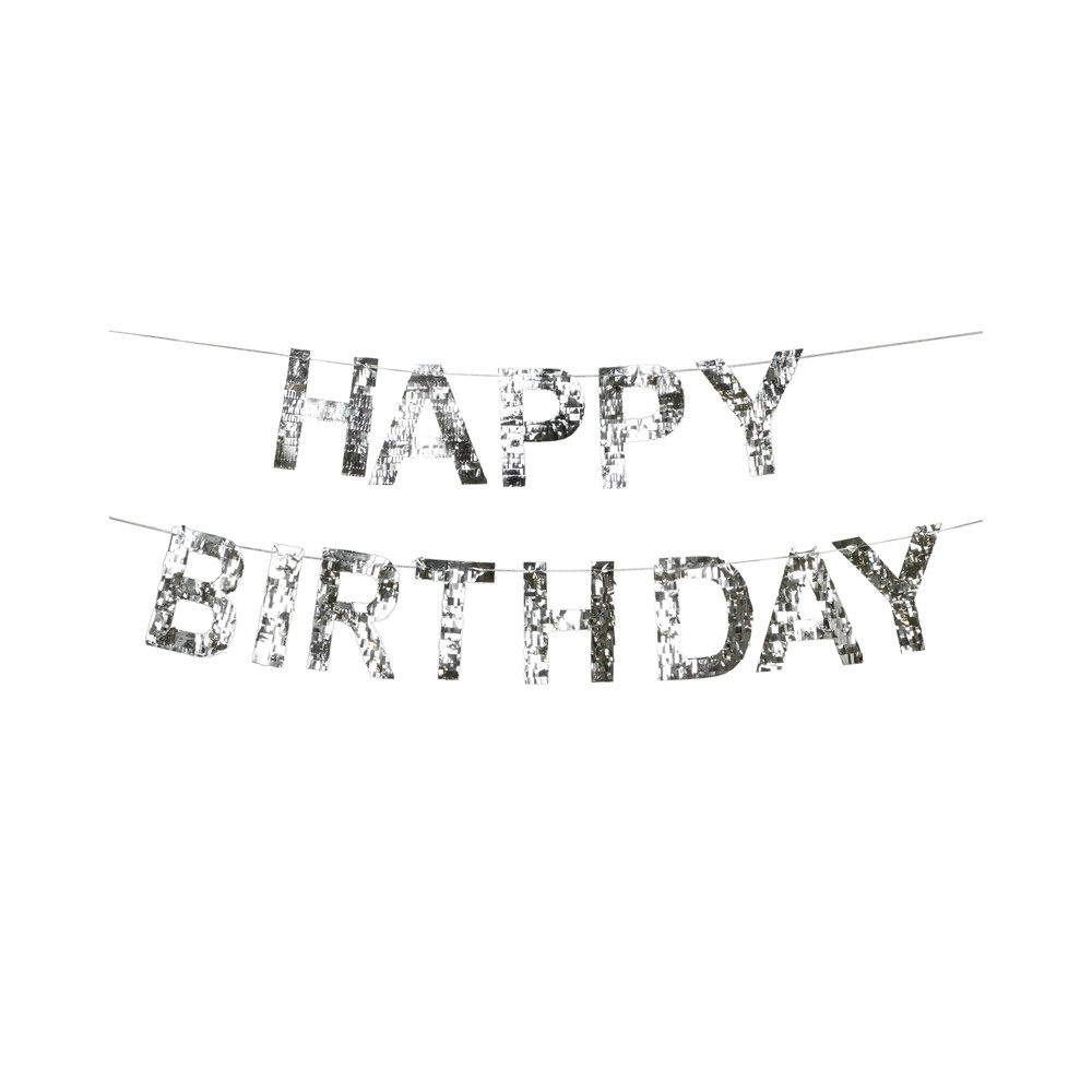 Bannière Happy Birthday, 2,2 m, argent