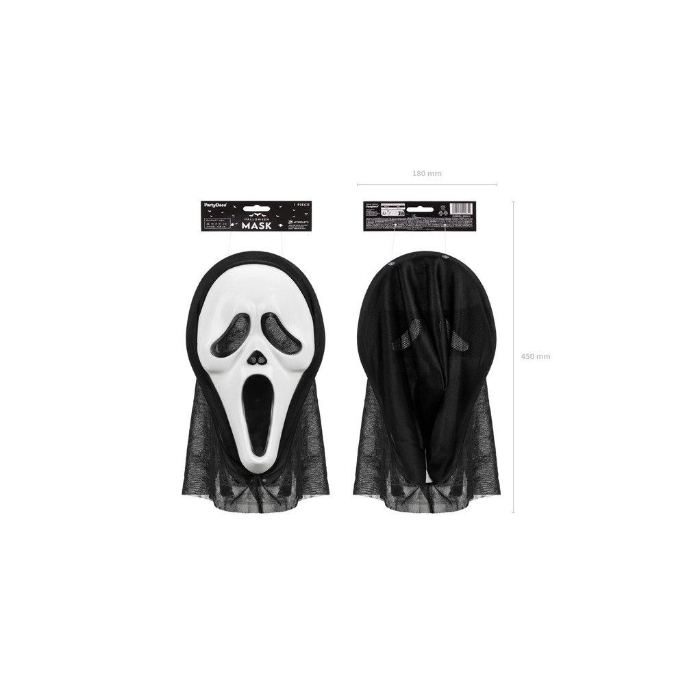 Masque d'Halloween avec capuche, 18x31cm, mixte