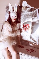 Masque Lapin, 16.5x34cm, blanc