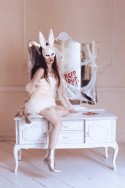 Masque Lapin, 16.5x34cm, blanc