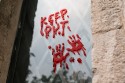 Autocollants en gel pour fenêtre Keep Out, rouge