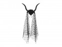 Bandeau Cornes de Diable avec Tulle, 30x76 cm, Noir